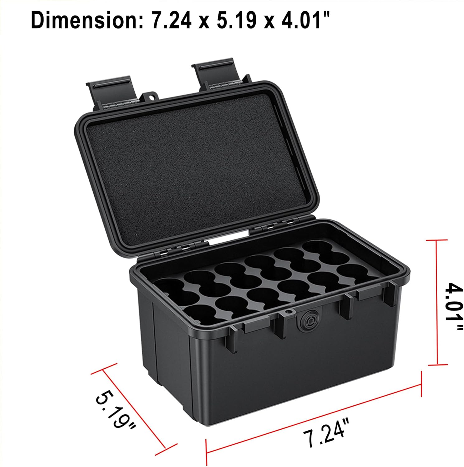 KIWIFOTOS 28 Slots 18650 Battery Organizer Case, IP67 Waterproof Protective Hard Case, Explosionproof Shockproof Battery Holder Box Outdoor Batteries Carrying Case Container
