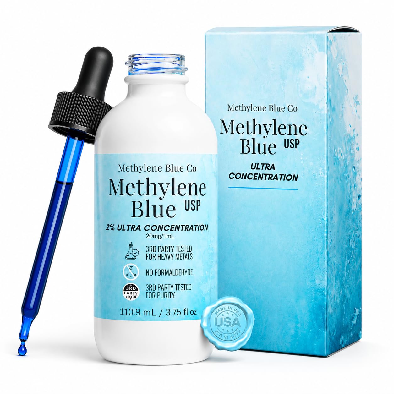 Methylene Blue, Pharmaceutical Grade Ultra Concentration 2% Human Nootropic Supplement - Heavy Metals Tested-picture-23