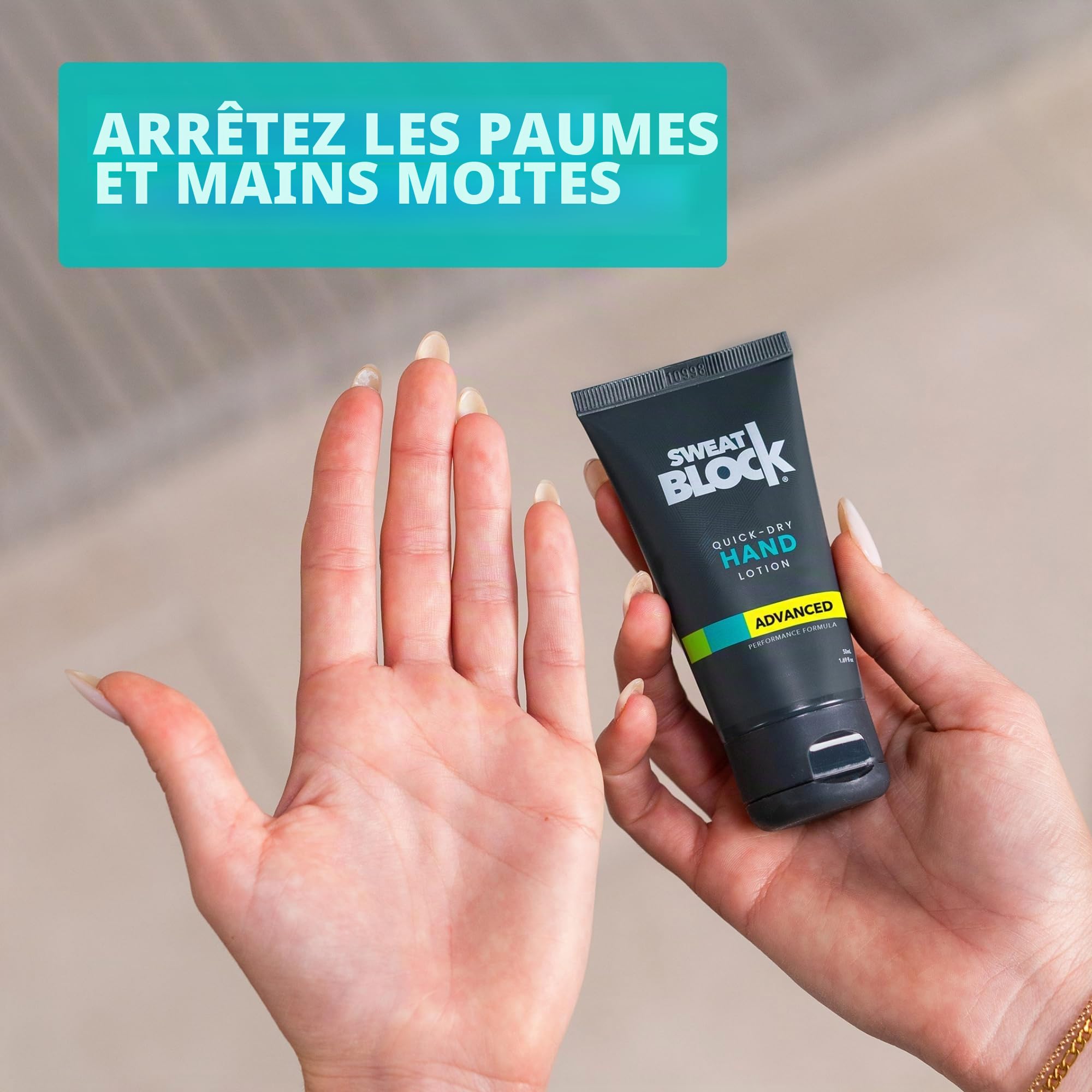 SweatBlock Lotion anti-transpirante pour les mains pour paumes moites - 50 ml - Taille de voyage - Traitement de l'hyperhidrose à séchage rapide pour homme et femme - Formule non irritante testée