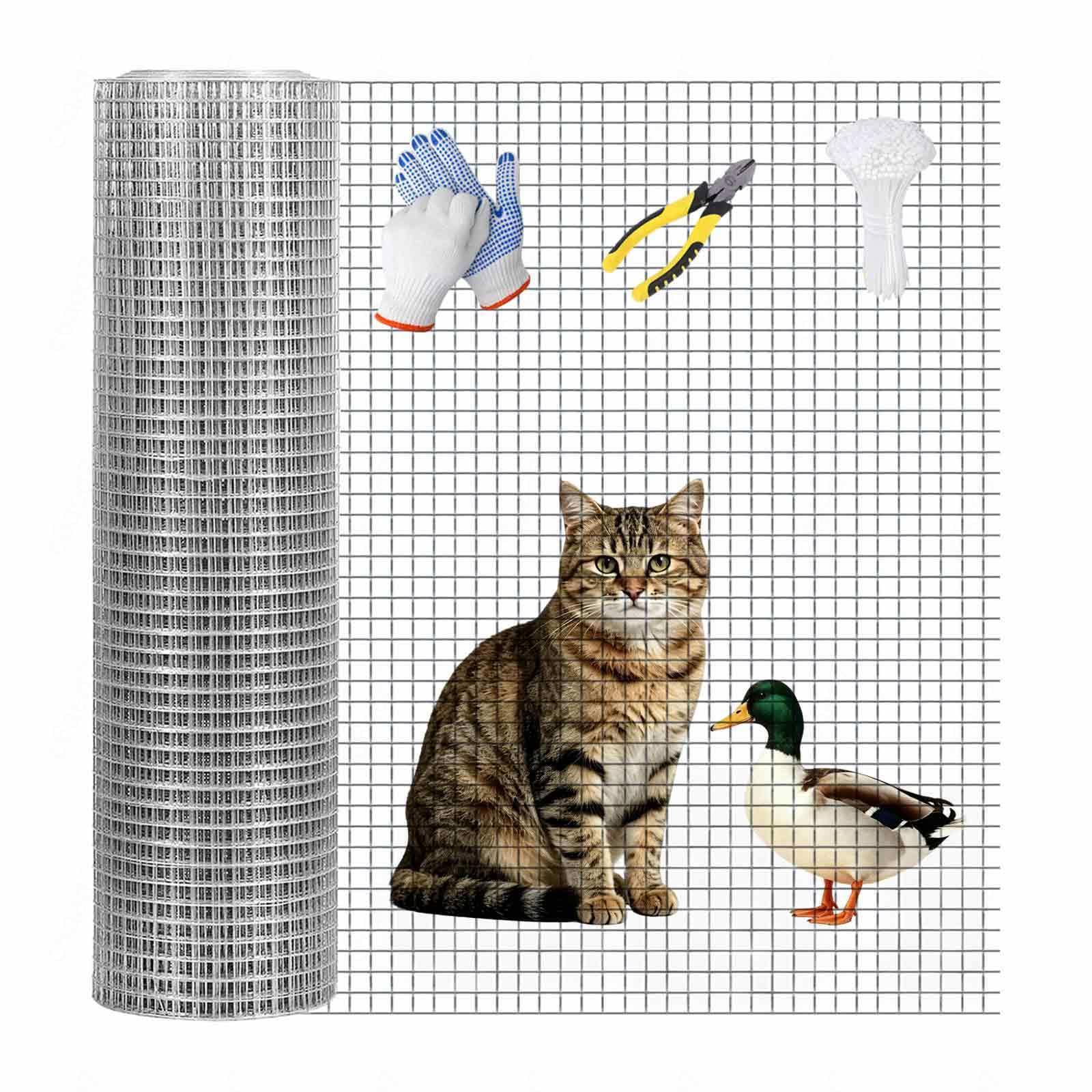 Rete Zincata Disponibile in Diverse Dimensioni Saldatura Rete Giardino Recinzione Rete Capre Pollame Protezione Ortaggi Giardino,15mm*5m