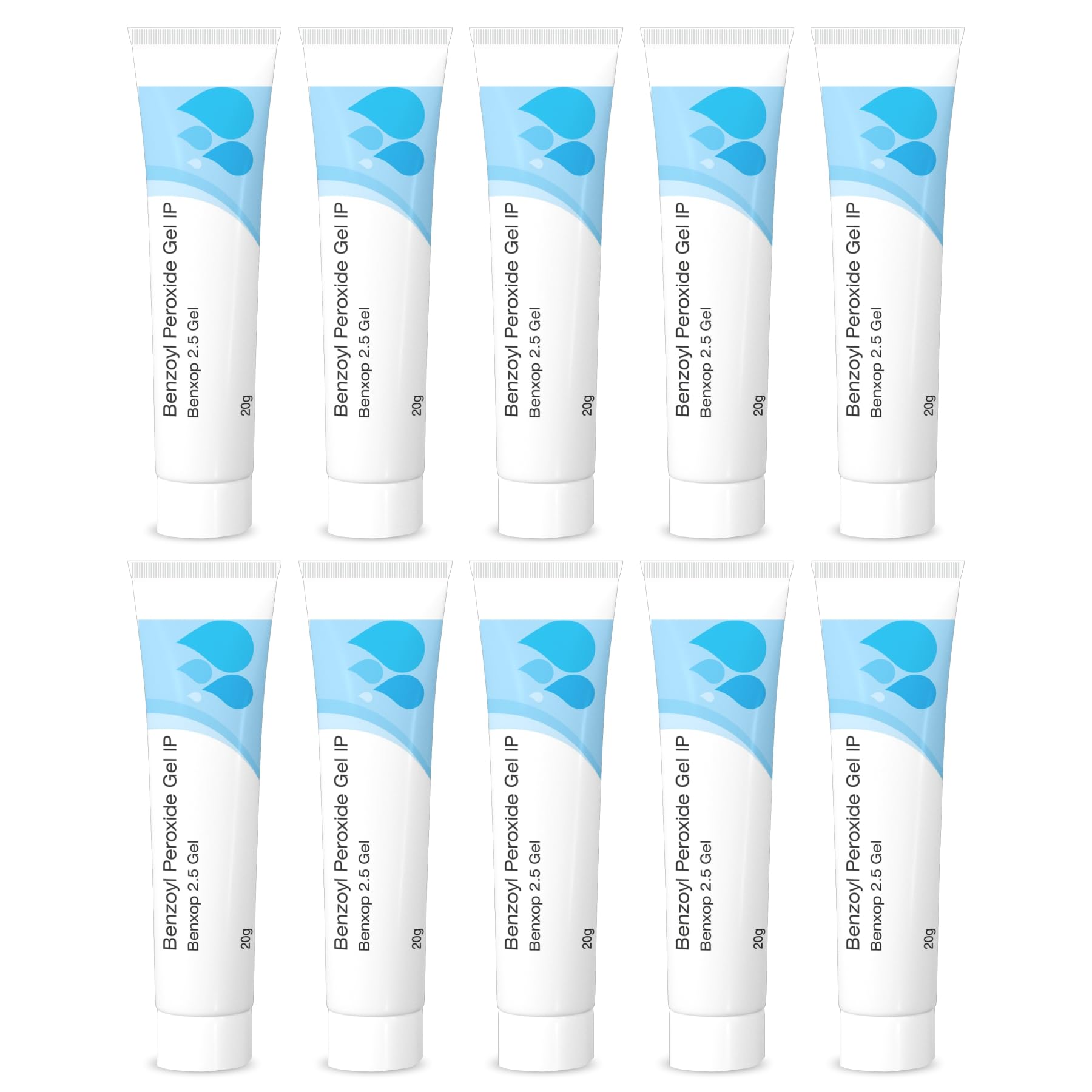 Salve Benxop Benzoyl Peroxide 2.5% Pimples Cream 20gm (0.70 Oz) (2.5% Gel (Pack of 10))