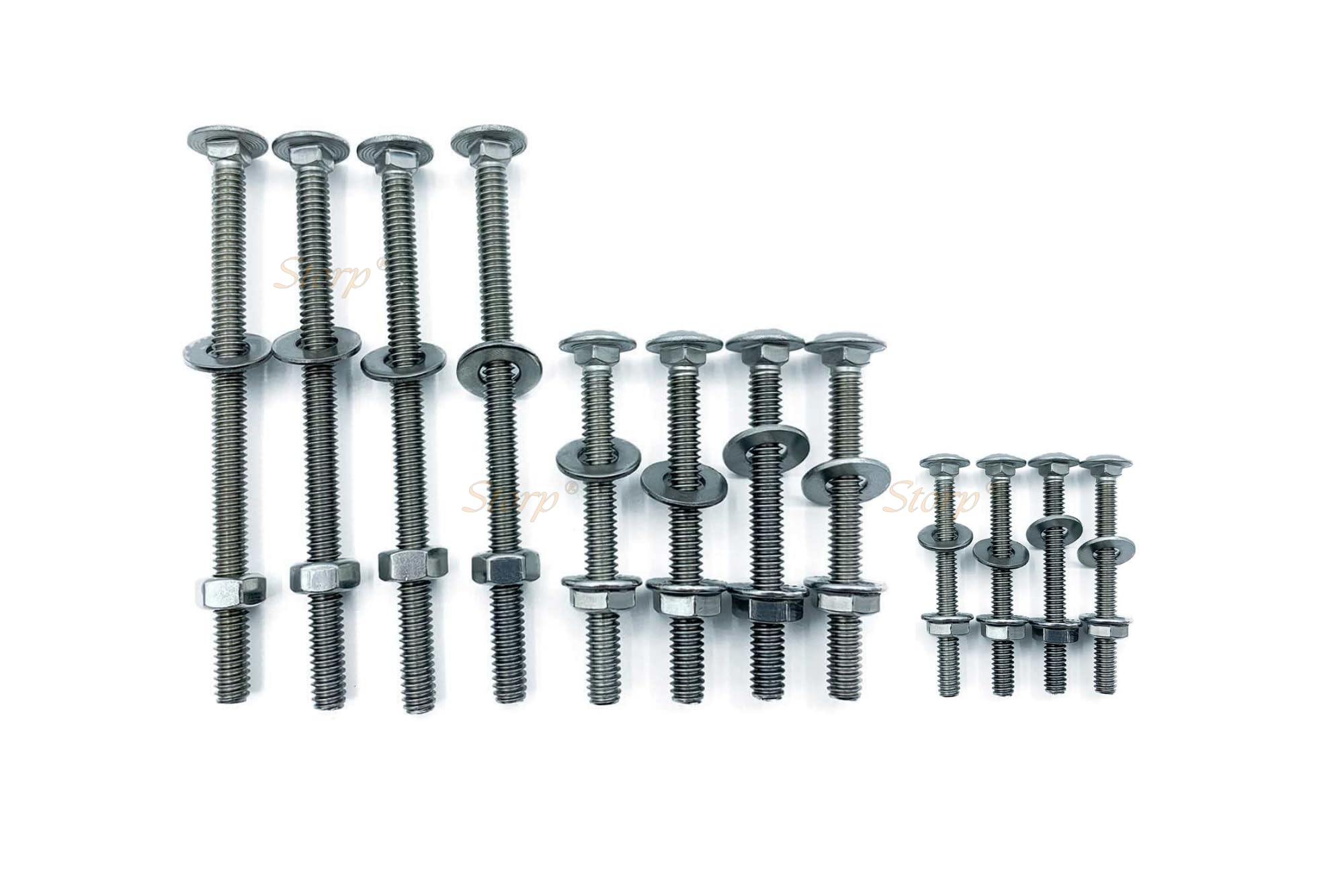 Storp® Stainless Steel Hex Nut Head Screws, 12 pcs, for Furniture, Cabinet, Door, Window Hardware 3 Sizes (2 inch, 3 inch, 5 inch) Carriage Bolts Handles Replacement Kit Silver-image-41