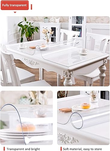 Miniatura 5 de Protector de mesa transparente de PVC de 0.118 in de grosor, impermeable, transparente, para mesa de comedor, tapete de muebles, protección para