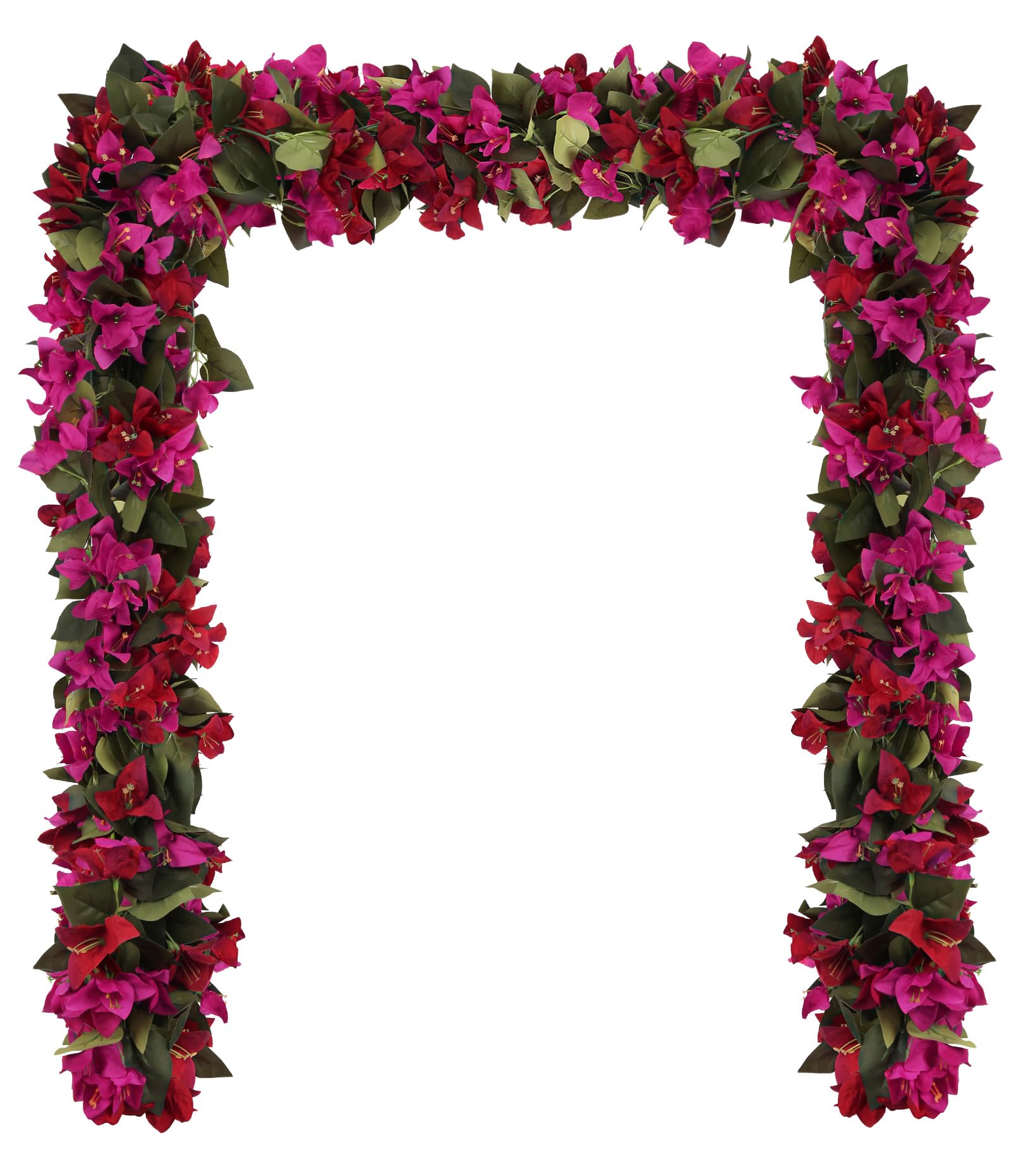 Artificial Bougainvillea Flower Garland, Bougainvillea, Silk Vines, Bougainvillea, Artificial Flowers for Wedding Arch, Tables, Garden, Wall Decoration (Deep Pink and Red), 4 Pieces