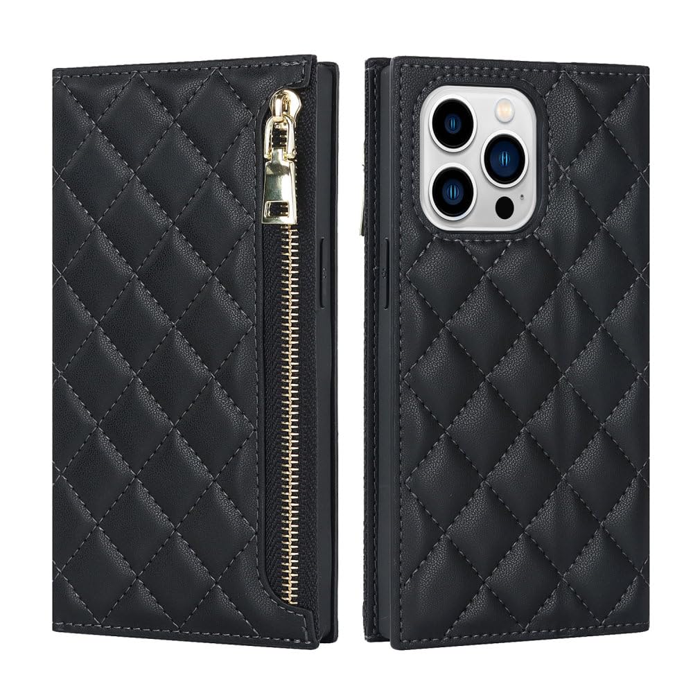 Étui portefeuille cuir iPhone 14 Pro anti-chute lanière robuste - 6