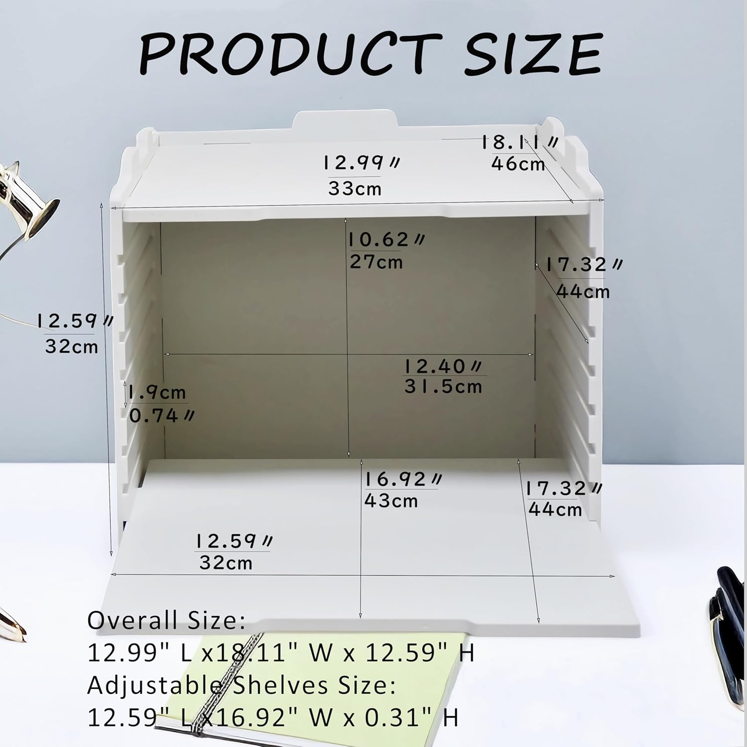 YFS 6 Tier-Desk File Organizer, Stackable Paper Tray, Printer paper Storage for Office, Sorter Organizer for Letter/A3 Office File Folder Holder -White (Vertical-6tray(with 5 Adjustable Shelves))