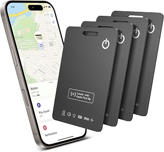 Wallet Tracker Card (iOS Only), Rechargeable Smart Card Wallet Tracker Works for Apple Find My, Thin Bluetooth Tracking Card GPS Tracker, Key Finder for Keys, Bags, Passport, Black