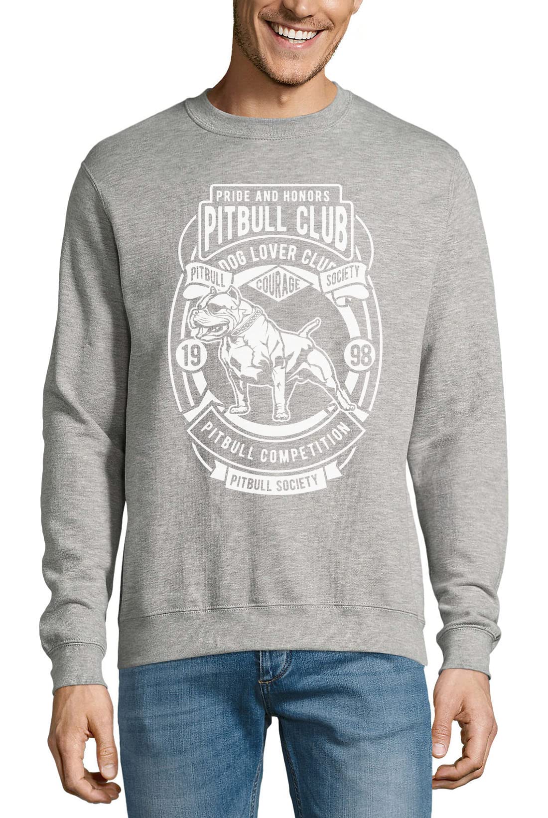 Pitbull Club Society Bawełniany Sweter Bluza Sweter Sweter Szary XXXL