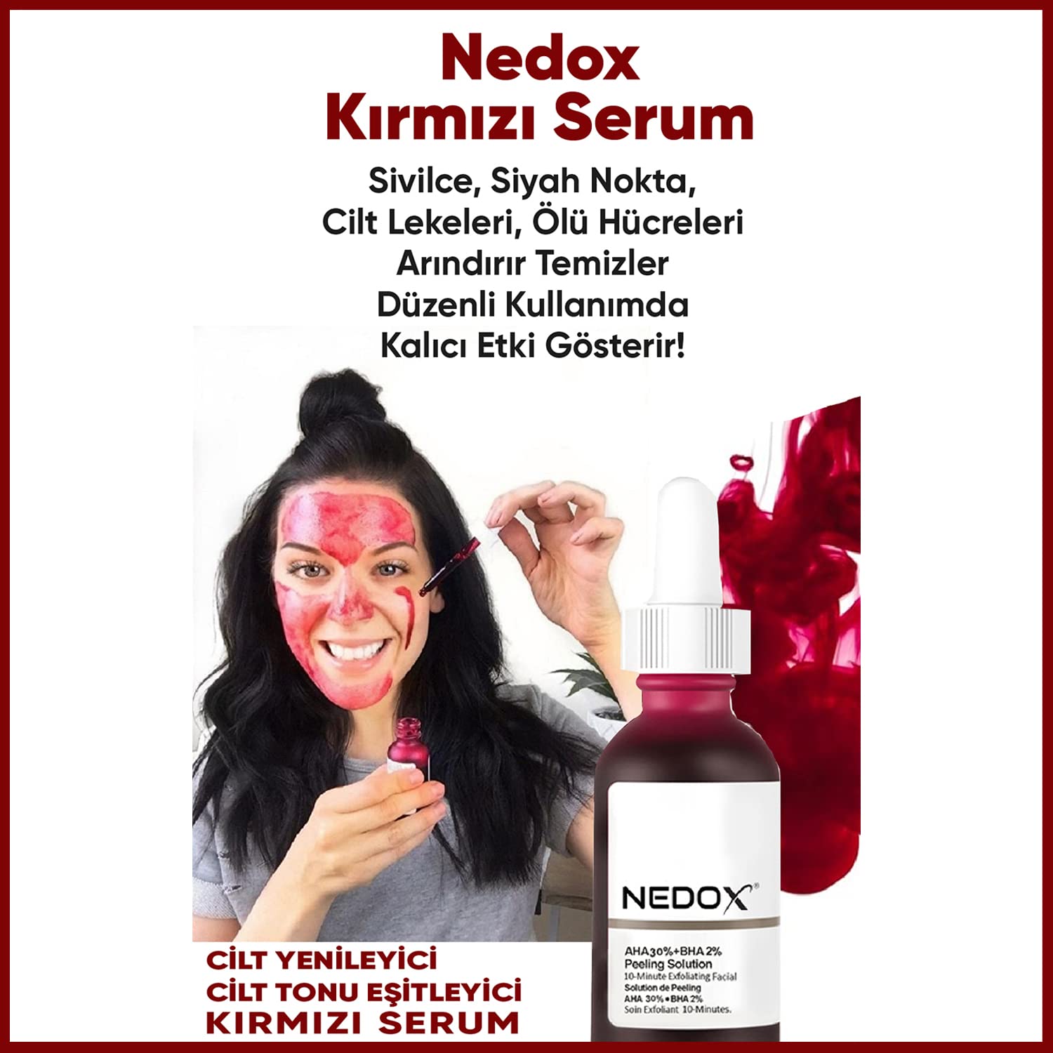 NEDOX Cilt Yenileyici Cilt Tonu Eşitleyici Kırmızı Peeling Serum Aha %30 Bha %2 Ph % 3.5 Serum 30 ml