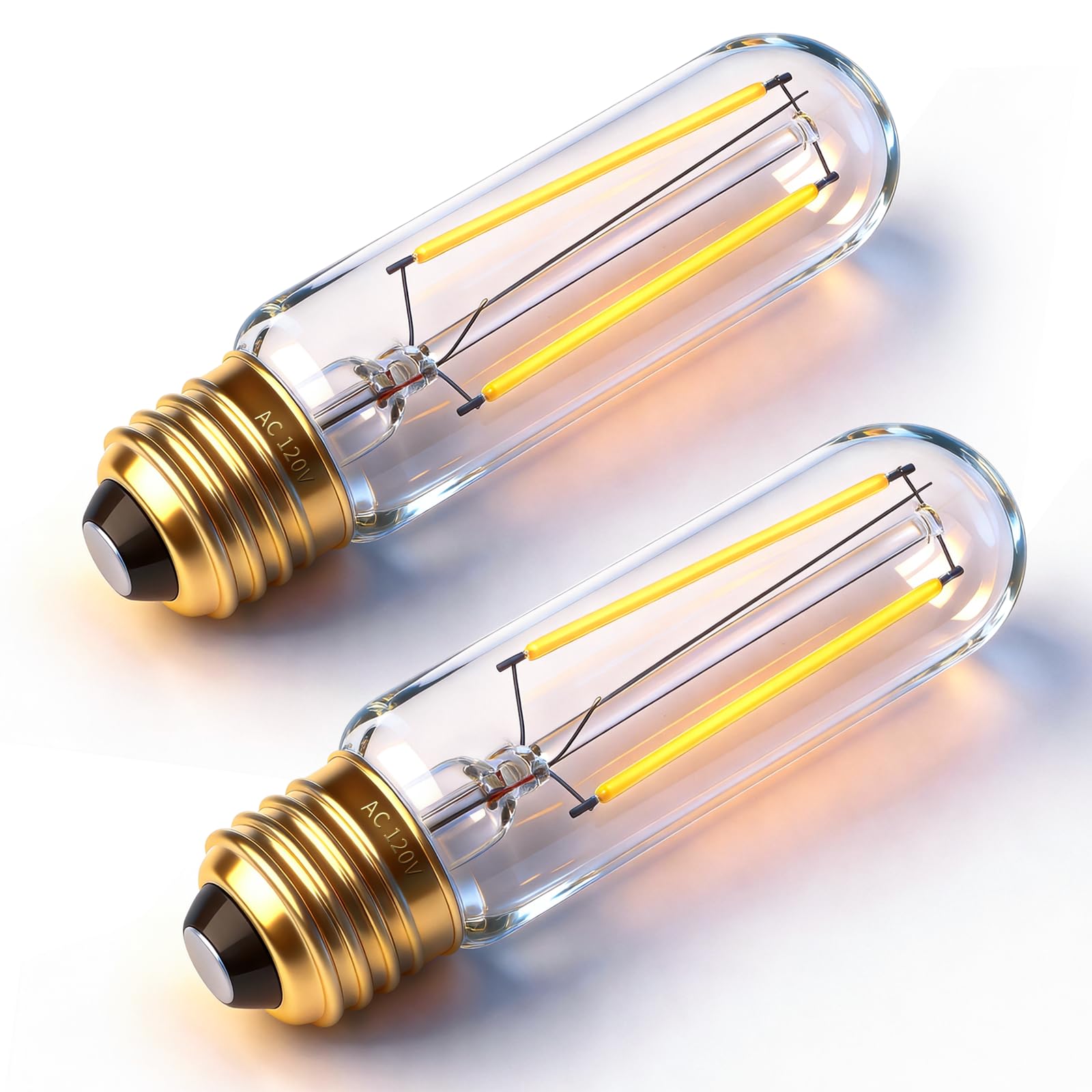 Dimmable T10 Led Bulb 4W(40W Equivalent) Warm White Tube Light Bulbs E26 Base 120 Volts 400lm T10 Tubular Light Bulb for Curio Cabinet,Chandeliers,Piano Light,Pendant Light