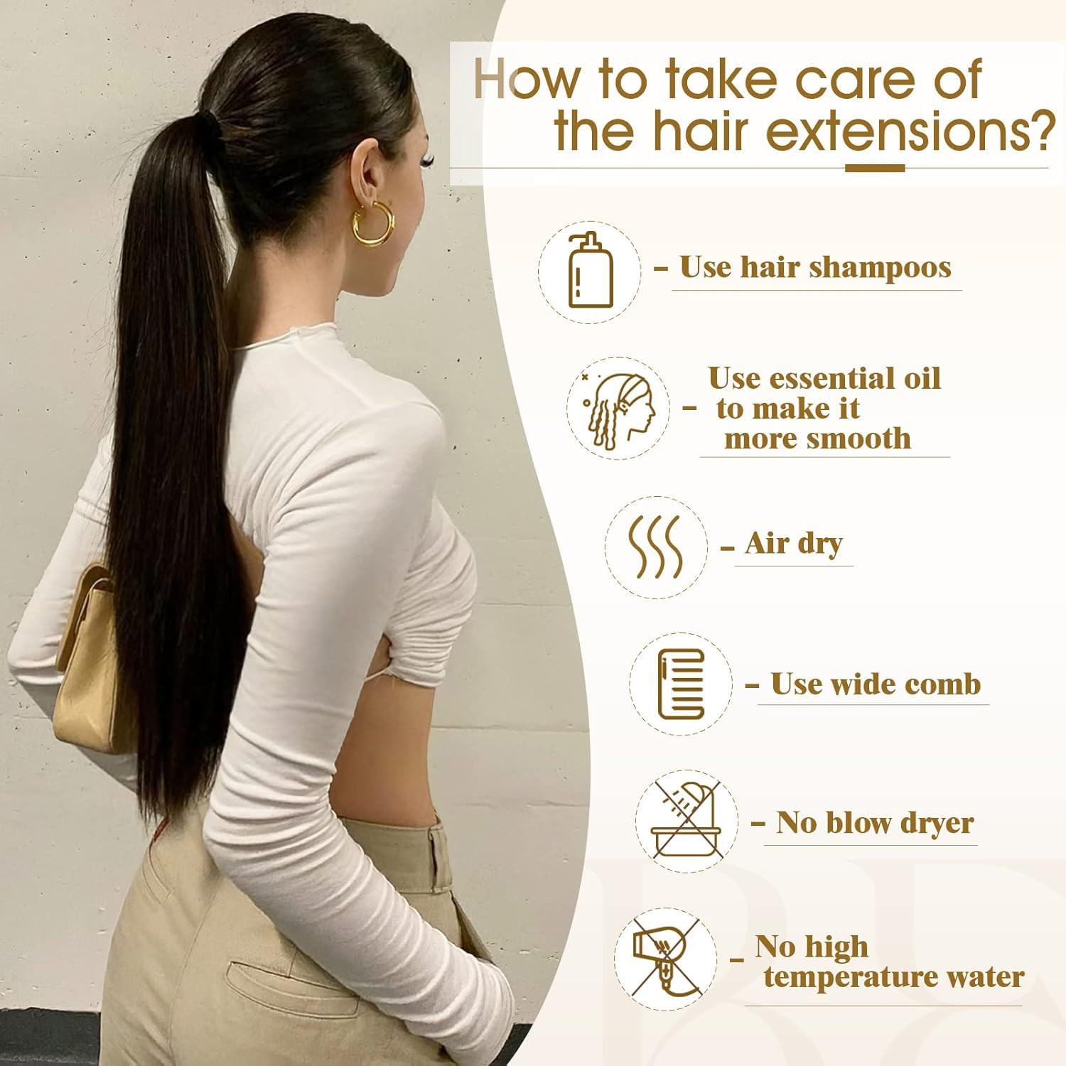 Benehair Cola de Caballo Extensiones 81 cm Largo Liso Coleta Postiza Pelo Natural Postizos de Pelo Natural Sintética Ponytail Extension para Mujeres Marrón