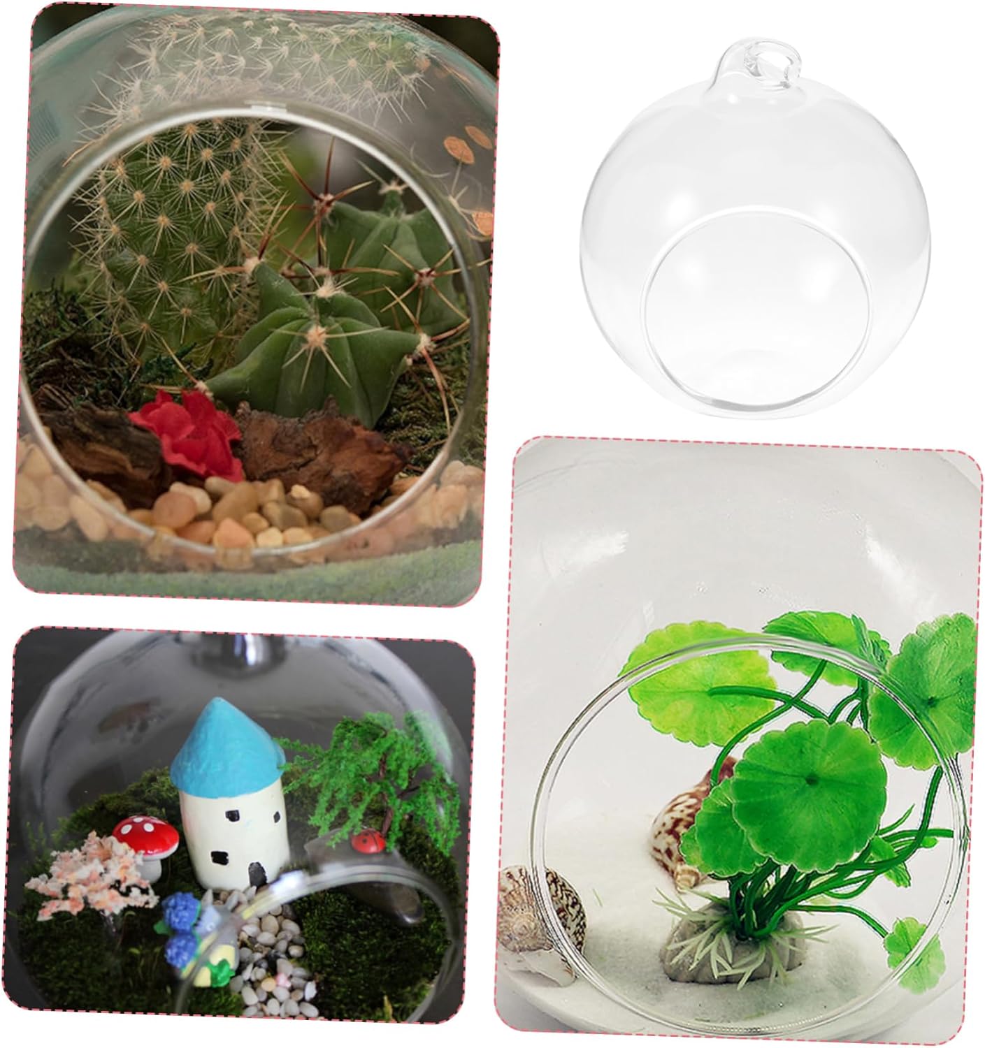 12pcs Clear Glass Hanging Terrarium Decorative for Succulents Air Plants Micro Landscape for Home Office Balcony Garden Decor