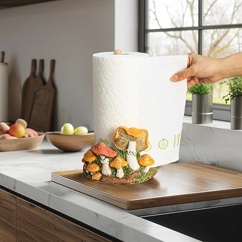 Miniatura 3 de Soporte para toallas de papel con patrón de hongos retro, exhibición de manualidades de resina para encimera de cocina, cafetería, restaurante