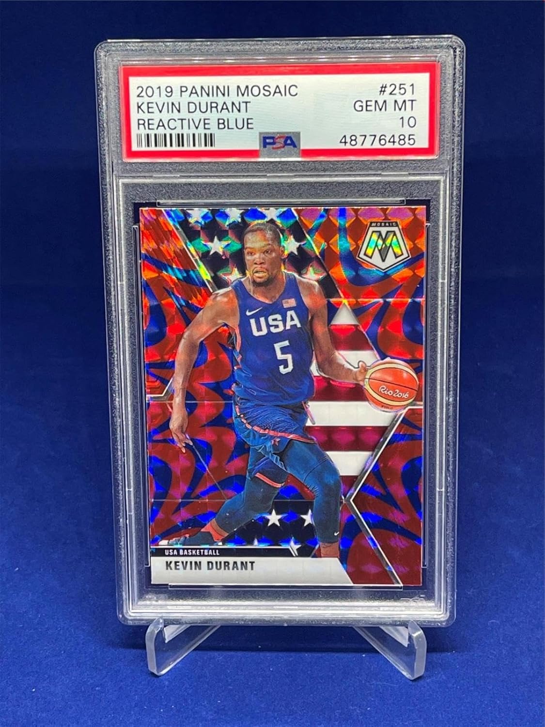 Kevin Durant 2019-20 Panini Mosaic Usa Reactive Prizm #251 Psa 10 Gem Mint - Basketball Cards