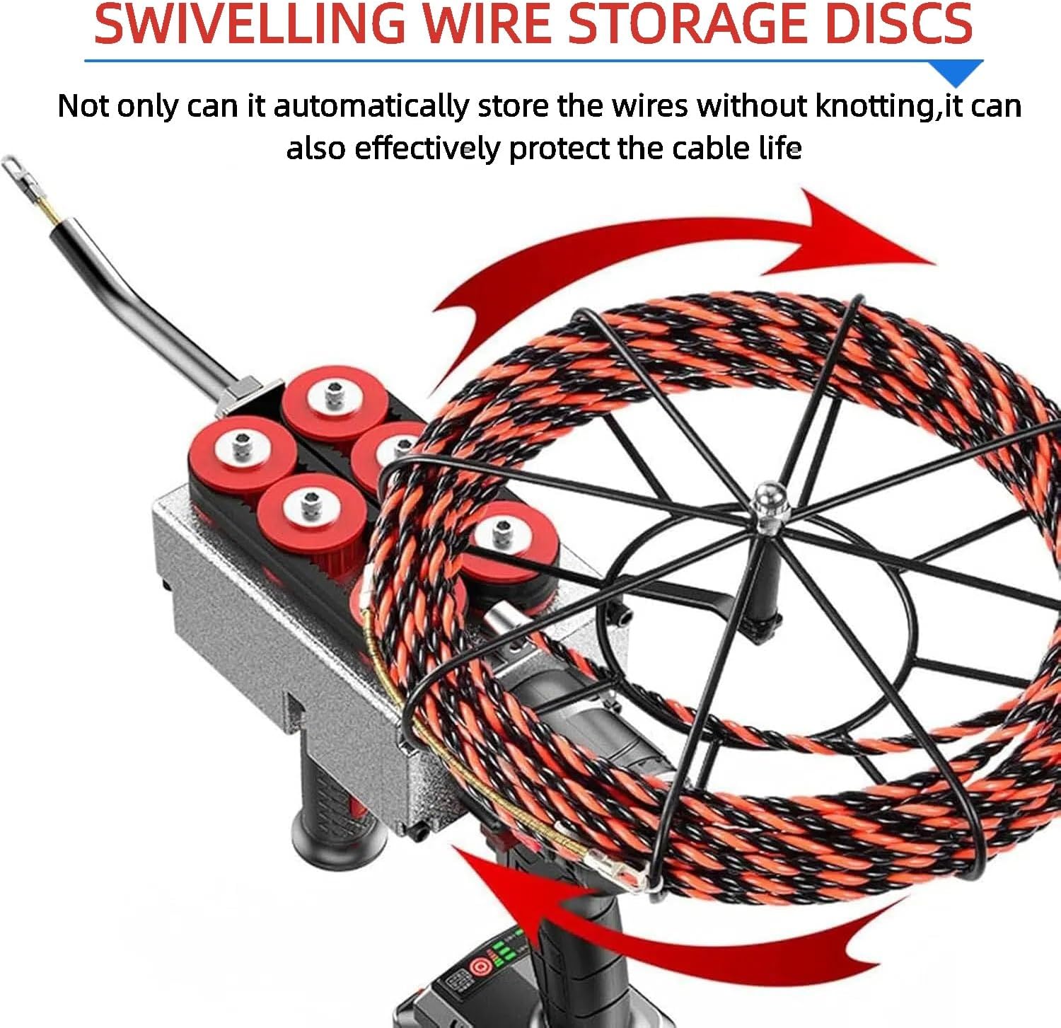 Automatic Wire Stringing Machine 21V 6.0AH,Portable Fish Tape Tools,Electric Cable Lead Pipe Wearer,Electrician Wall Wiring Machine for Pipe Decoration Communication Cable with(2 Battery,15M)