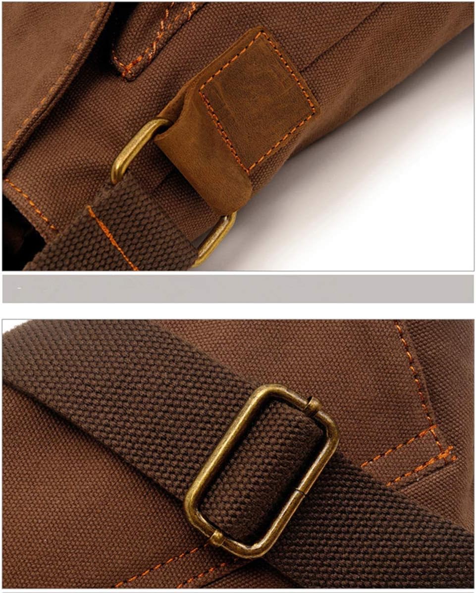 Mens Messenger Crossbody Bag Canvas Shoulder Bags Travel Casual Sling Bag Women Purse Bags for Work Business (Khaki)