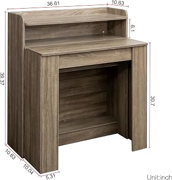 Extendable Dining Table, Modern Extendable Dining Table with Storage, Conference Table for 6-12 People, Extends from 20 to 98.43, Suitable for Kitchen, Living Room, Dining Room (Barnwood)
