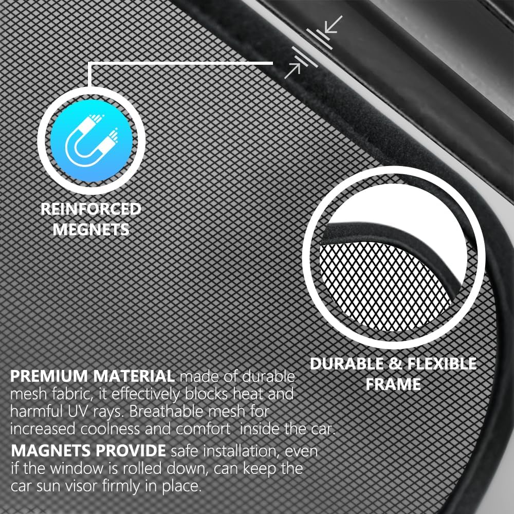 BWEN Magnetic Side Window Sun Shades Compatible with Volvo XC60 2018-2025 Accessories, Car Window Covers with Breathable Mesh, Suitable for Camping, Sleeping and Travel, 4PCS