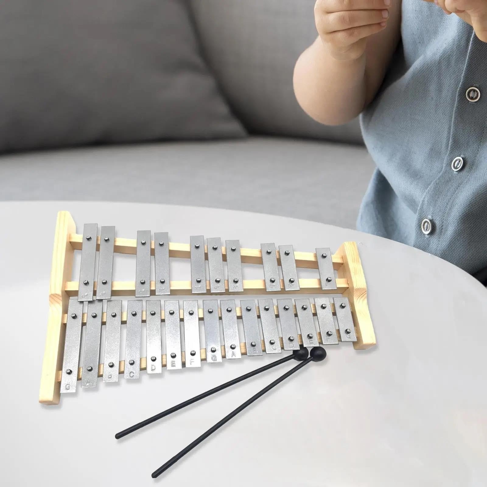 xilófono kit Xilófono De Aluminio Con Marco De Madera Portátil Profesional Compacto Regalos Para Principiantes Glockenspiel De 25 Notas
