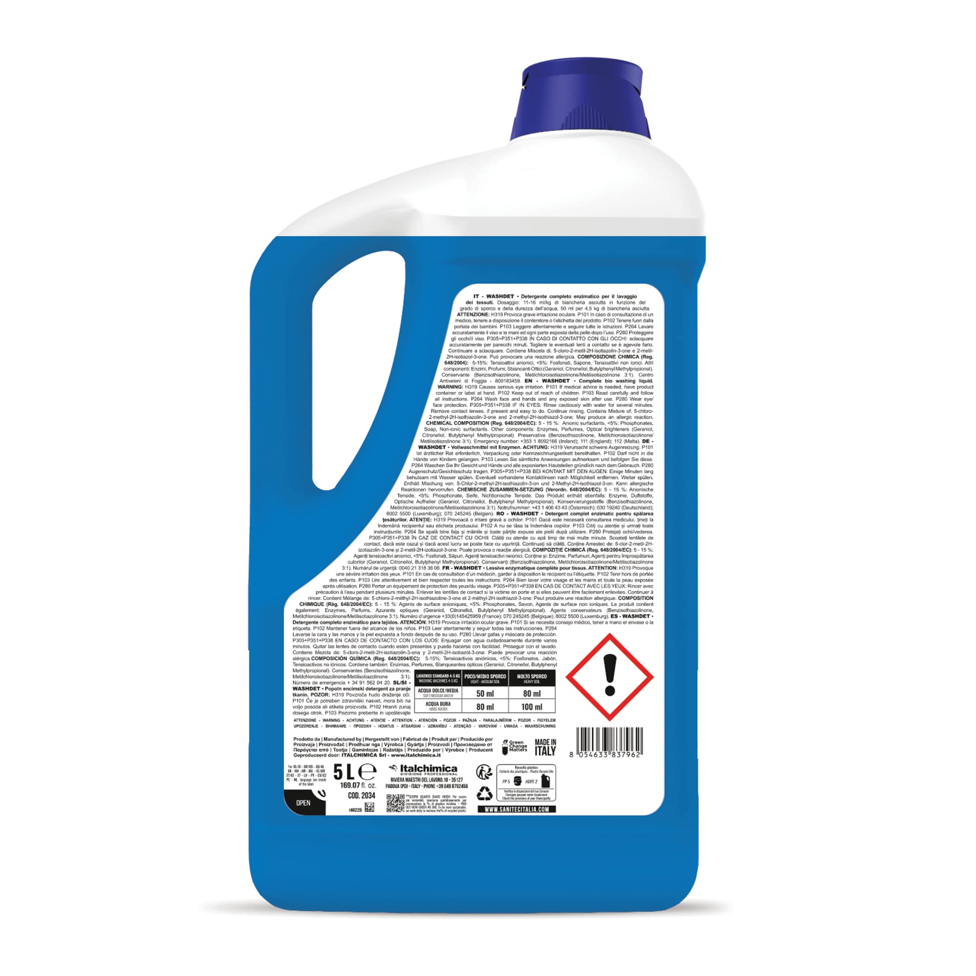 Detergente Liquido Lavatrice Supersgrassante per Sporco Ostinato - 5 kg & Washdet - Detergente Liquido per Bucato a Mano e in Lavatrice - Bianchi e Colorati - Orchidea Blu - 5,1 kg