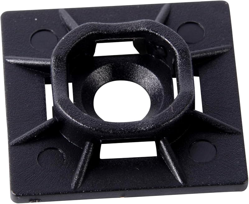 Base de montaje para bridas de cables Gardner Bender MB-20UVB, 1 pulgada. x 1 pulgada, gestión de cables/cables para uso industrial y doméstico, paquete de 100, negro resistente a los rayos UV