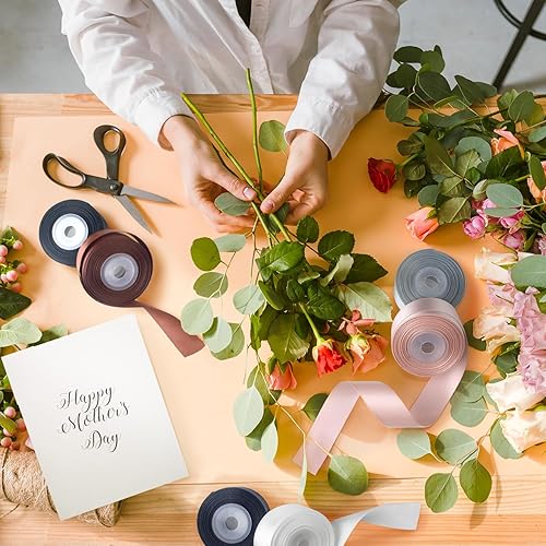 Miniatura 3 de Mlurcu Cinta naranja quemada de 1 pulgada de ancho, cinta de satén naranja, cinta de satén naranja de doble cara de colores sólidos surtidos para