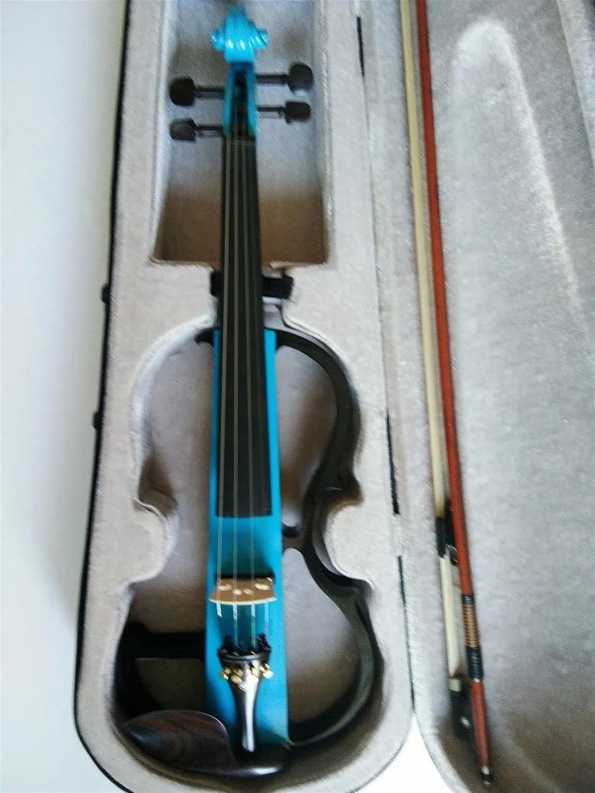 Erwachsenen geige Anfänger Komplett Handgefertigte Elektronische Violine 4/4(Blue)
