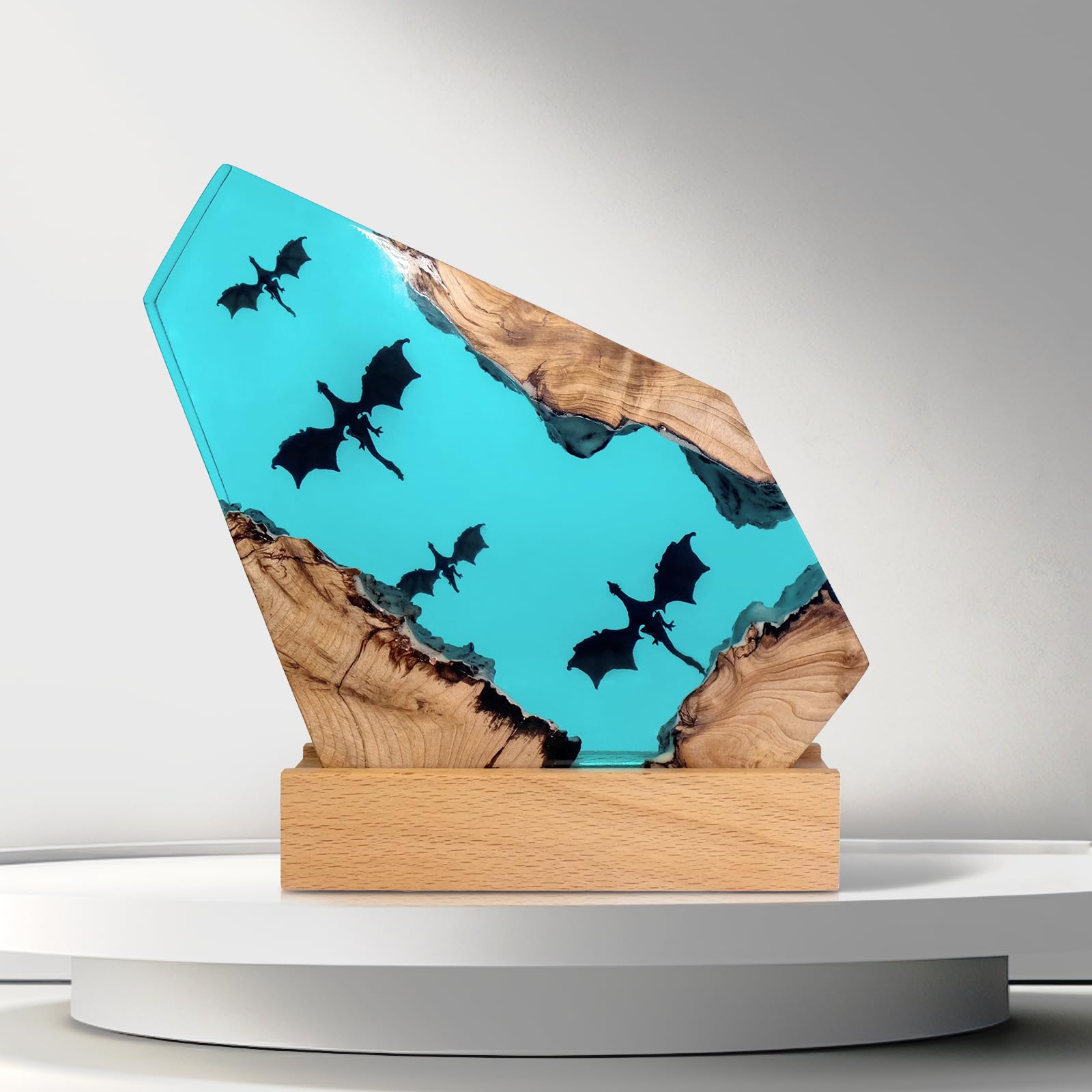 Drachen-Lampe aus Harz, handgefertigt, Heimdekoration, Nachttisch-Nachtlicht, einzigartige Harz-Beleuchtung, Nachttisch-Dekorationen für Schlafzimmer, geeignet für Feiertage