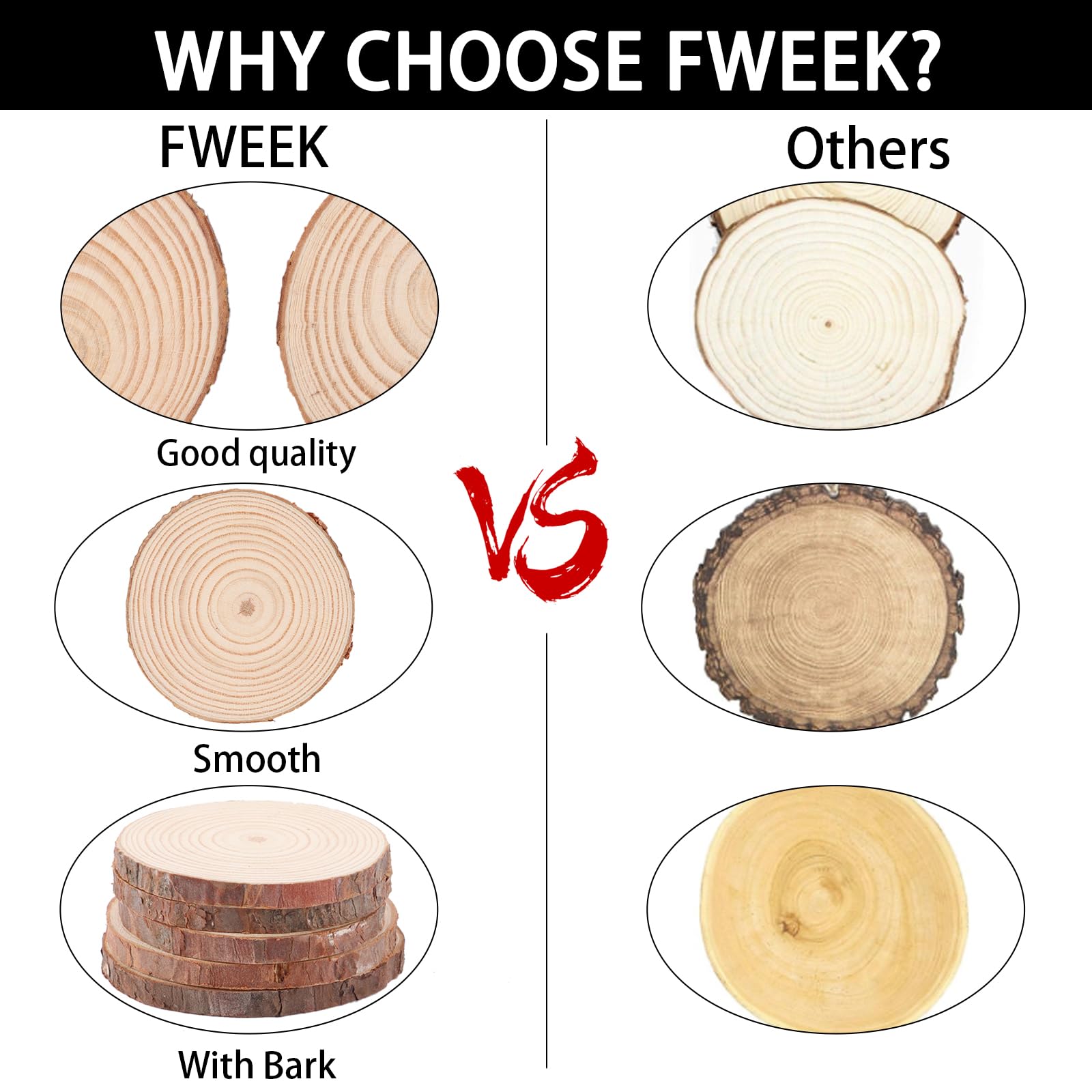 FWEEK 100 stuks houten schijven, boomschijven, 5-6 cm, houten blokken, onafgewerkte houten cirkels, ongeboorde houten cirkels, zonder gat, met schors, ronde onderzetters voor doe-het-zelf, bruiloft FWEEK 100 stuks houten schijven, boomschijven, 5-6 cm, houten blokken, onafgewerkte houten cirkels, ongeboorde houten cirkels, zonder gat, met schors, ronde onderzetters voor doe-het-zelf, bruiloft