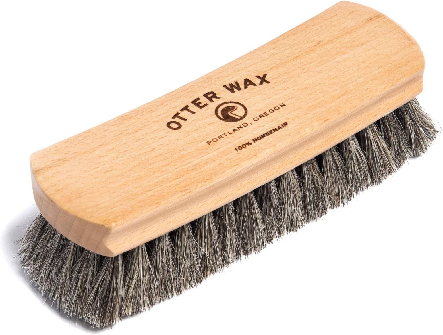 Otter Wax Premium Horsehair Shoe Brush | Soft Natural Horsehair for Leather Polishing & Buffing | Ergonomic Birch Handle | Safe for Delicate Leather & Fabric