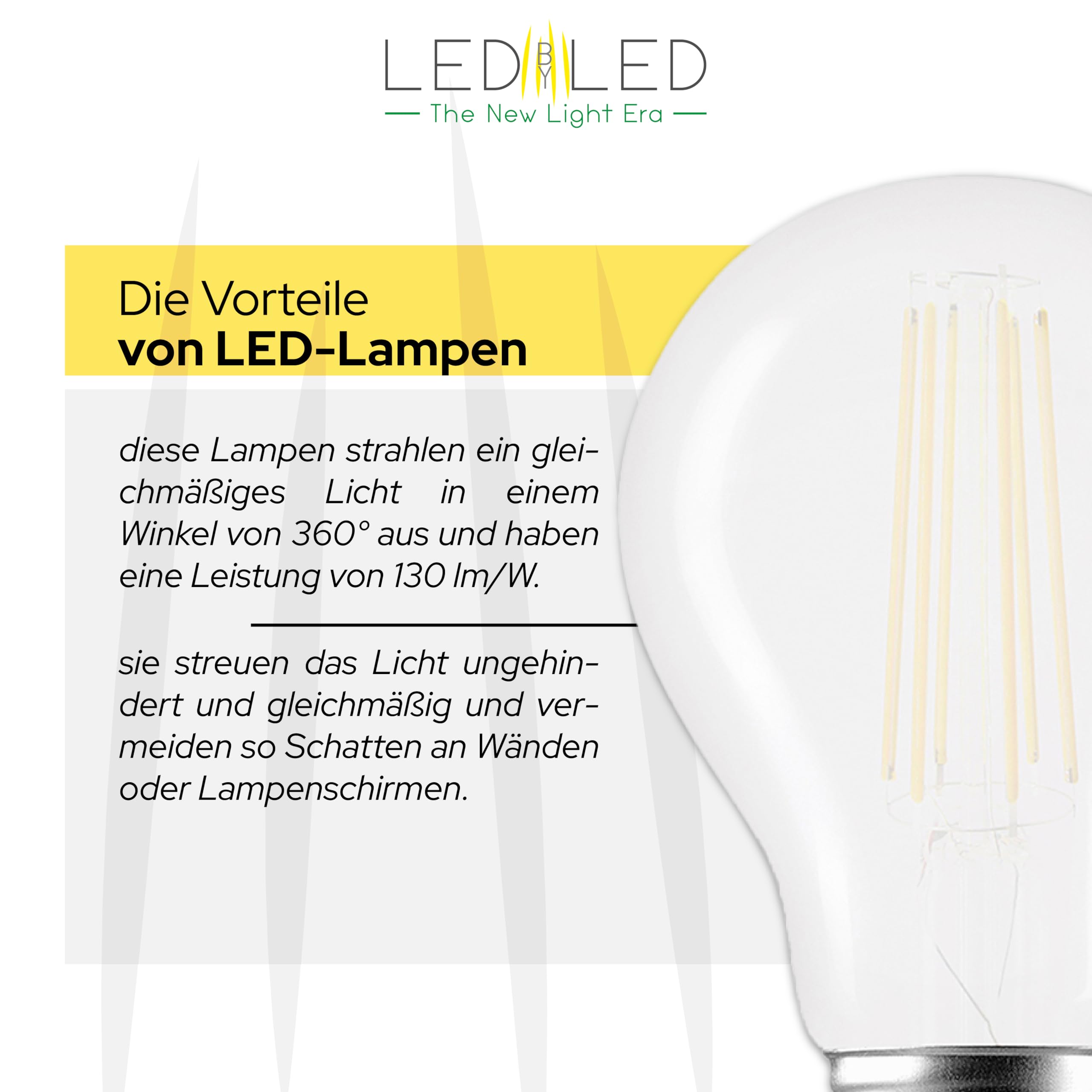 Tropfenförmige Glühbirne 10 W entspricht 100 W, E27, mattiertes Glas, 2700 K warmes Licht, gerader LED-Glühfaden, 1300 Lumen, 10er-Pack