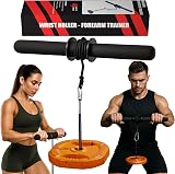 MuscleForge Wrist Roller Forearm Trainer up to 60KG load for Grip and Forearm Strength, Wrist Strengthener for Strong and Muscular Forearms - Supports 25/50mm Plates - 1