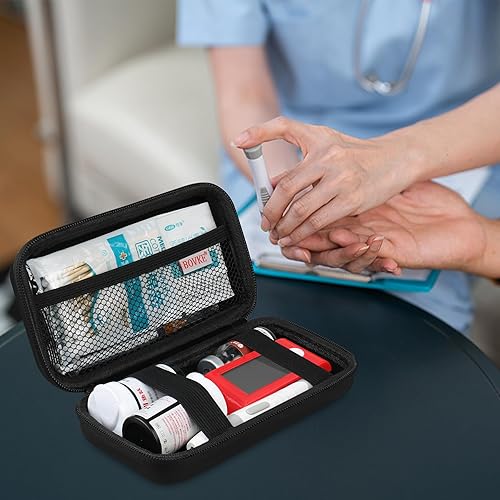 Miniatura 7 de BOVKE Estuche de suministros para diabéticos, bolsa de viaje para diabetes para kit de prueba, medidores de monitor de glucosa en sangre, tiras