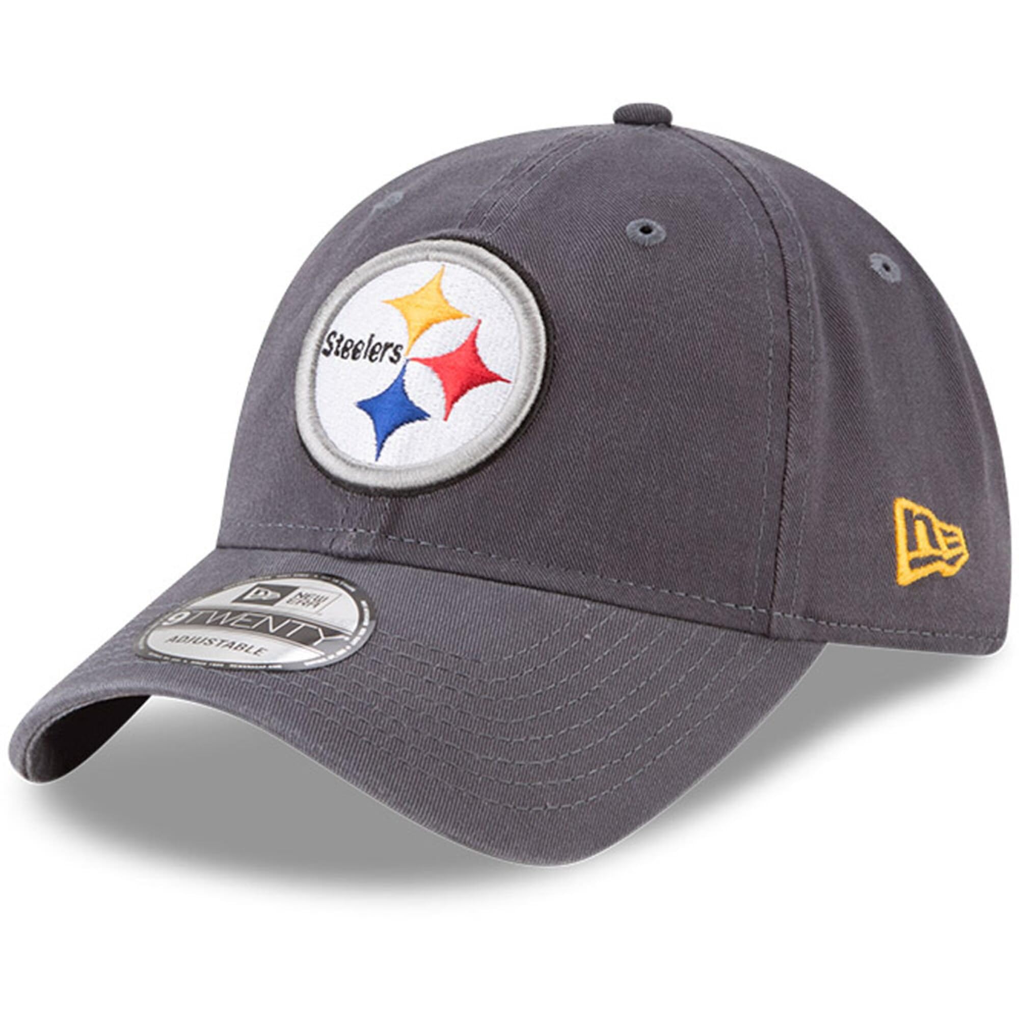 New Era NFL Core Classic 9TWENTY Graphite Adjustable Hat Cap - One Size, Pittsburgh Steelers, One Size