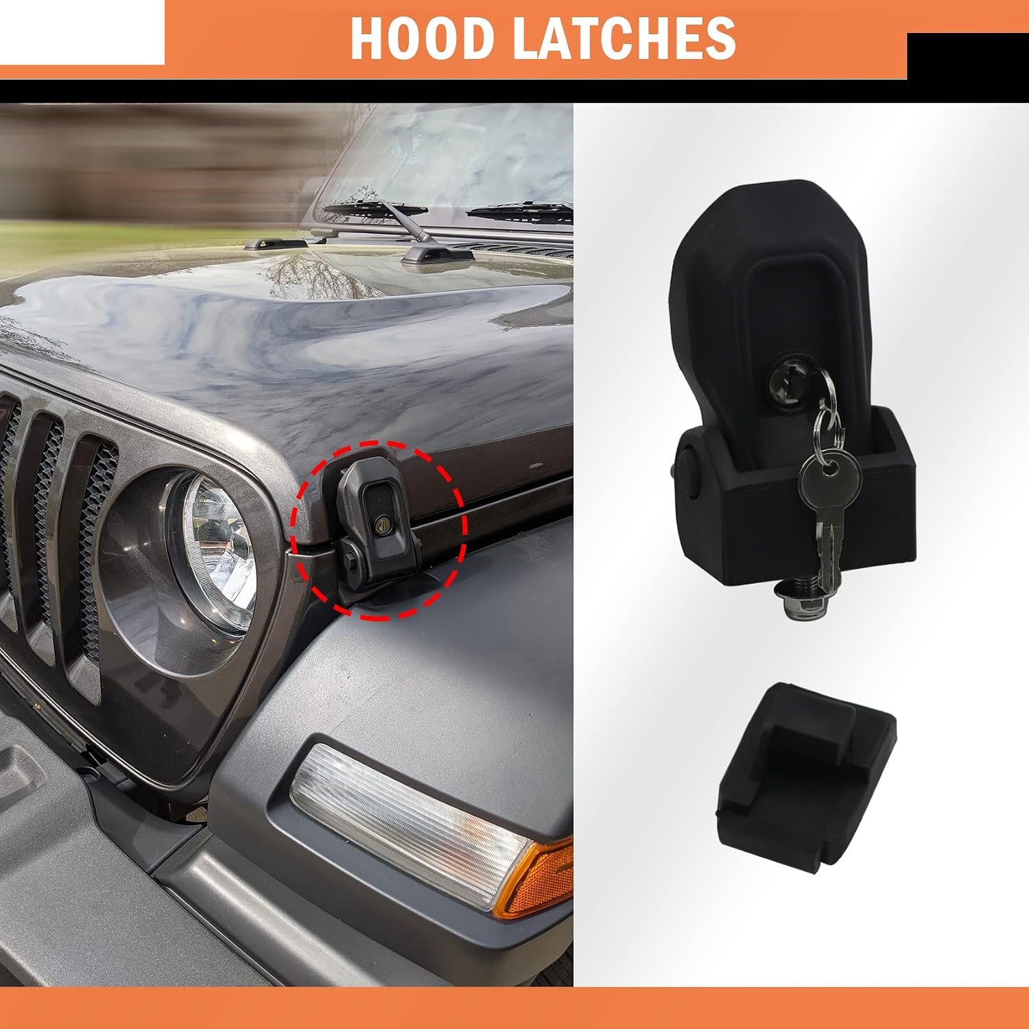 Hood Latches Fits for Jeep 2018-2021 Wrangler JL JT 2 Door 4 Door Anti-Theft Hood Lock Catch Latches Kit
