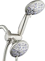 Vista 9 de AquaDance Regadera de combinación de alta presión antimicrobiana/antiatascamiento de 30 ajustes con dos cabezales y protección contra el crecimiento