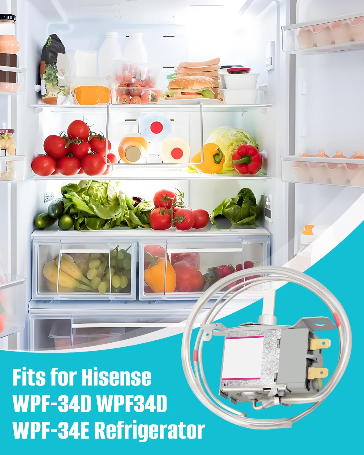 ULXIOM WPF-34D Refrigerator Thermostat Compatible with Hisense WPF34D WPF-34E WPF34E 1802007 Temperature Control