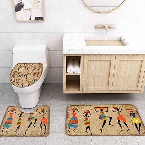 Miniatura 4 de Juego de baño africano para mujer con accesorios para cortina de ducha, 36 x 72 pulgadas de largo con tapete de baño pequeño, lavable, ganchos