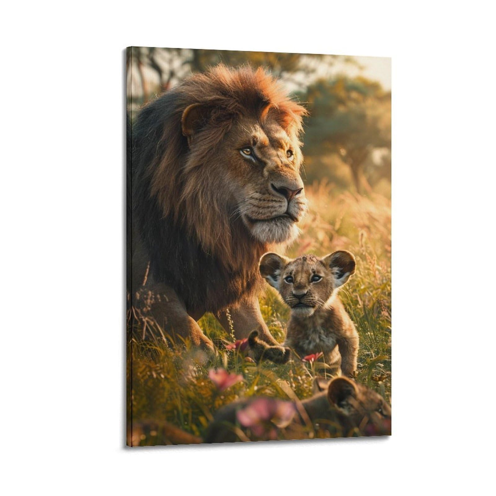 WZKTCL Animal Artwork Poster Lion in The Grassland Poster Decorative Painting Canvas Wall Posters And Art Picture Print Modern Family Bedroom Decor Posters 24x36inch(60x90cm)