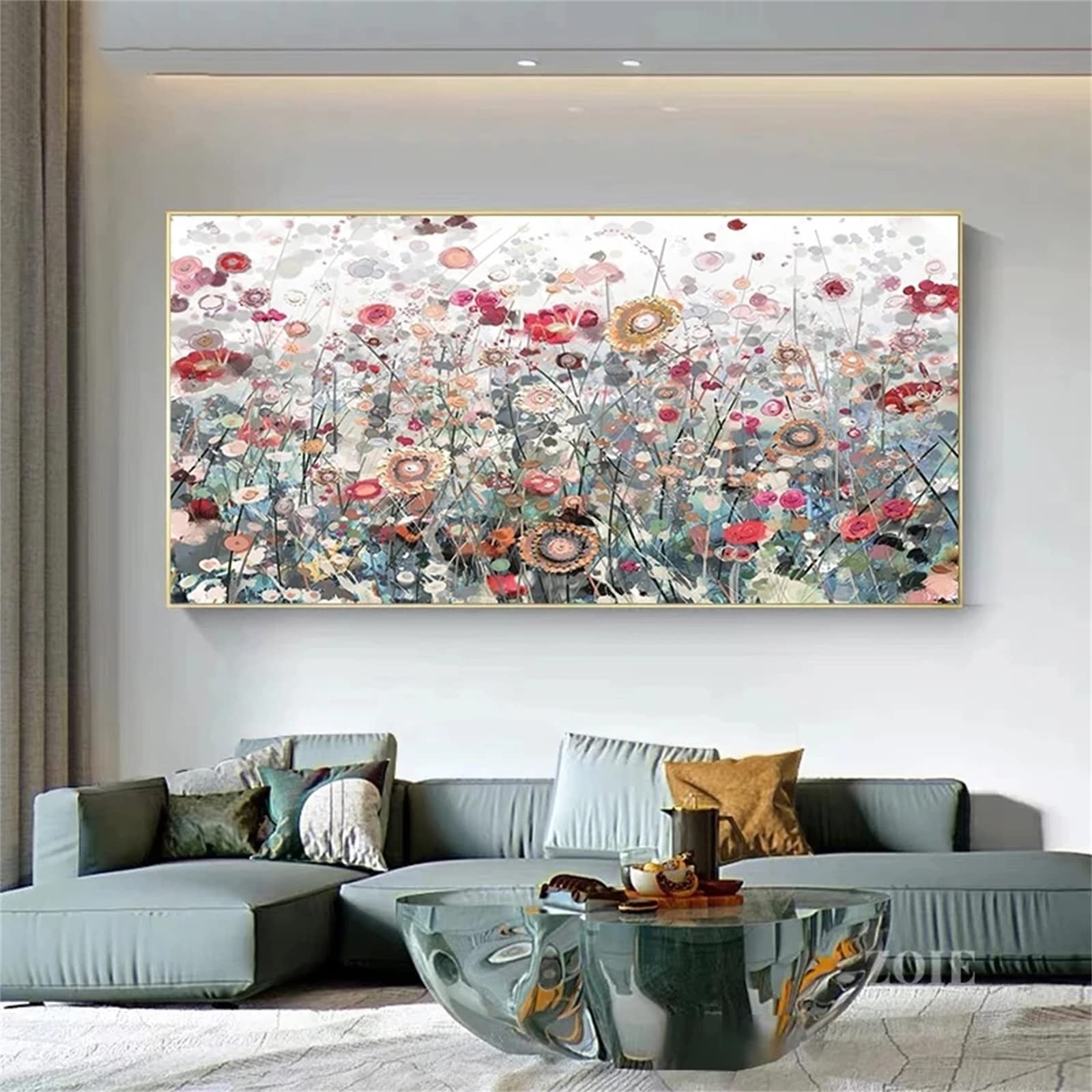 DIY zestawy do malowania diamentami 5D, pełne wiertło diamentowy obraz dla dorosłych i dzieci, kryształ górski haftowanie obrazy do dekoracji ścian domu - 90 x 180 cm (35 x 71 cali (abstrakcyjne kwiaty)