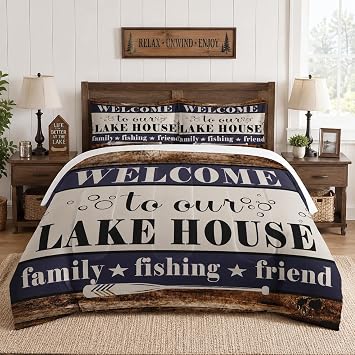 WeCozy Queen Comforter Set, 3 Pieces Cabin Fishing Bedding, All Season
