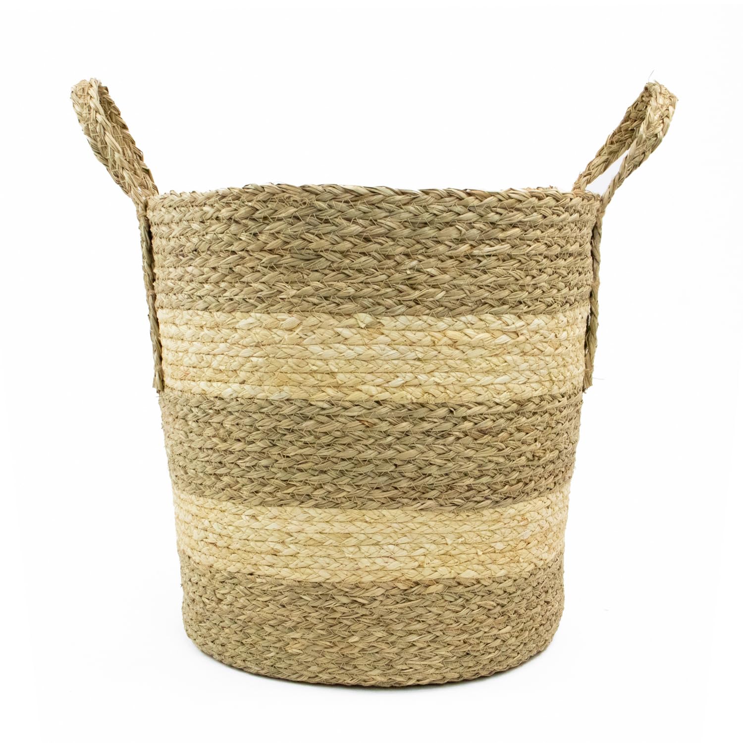 JVL Palma Natural Round Storage Basket — Rustic Woven Organizer for Home, Laundry, or Nursery