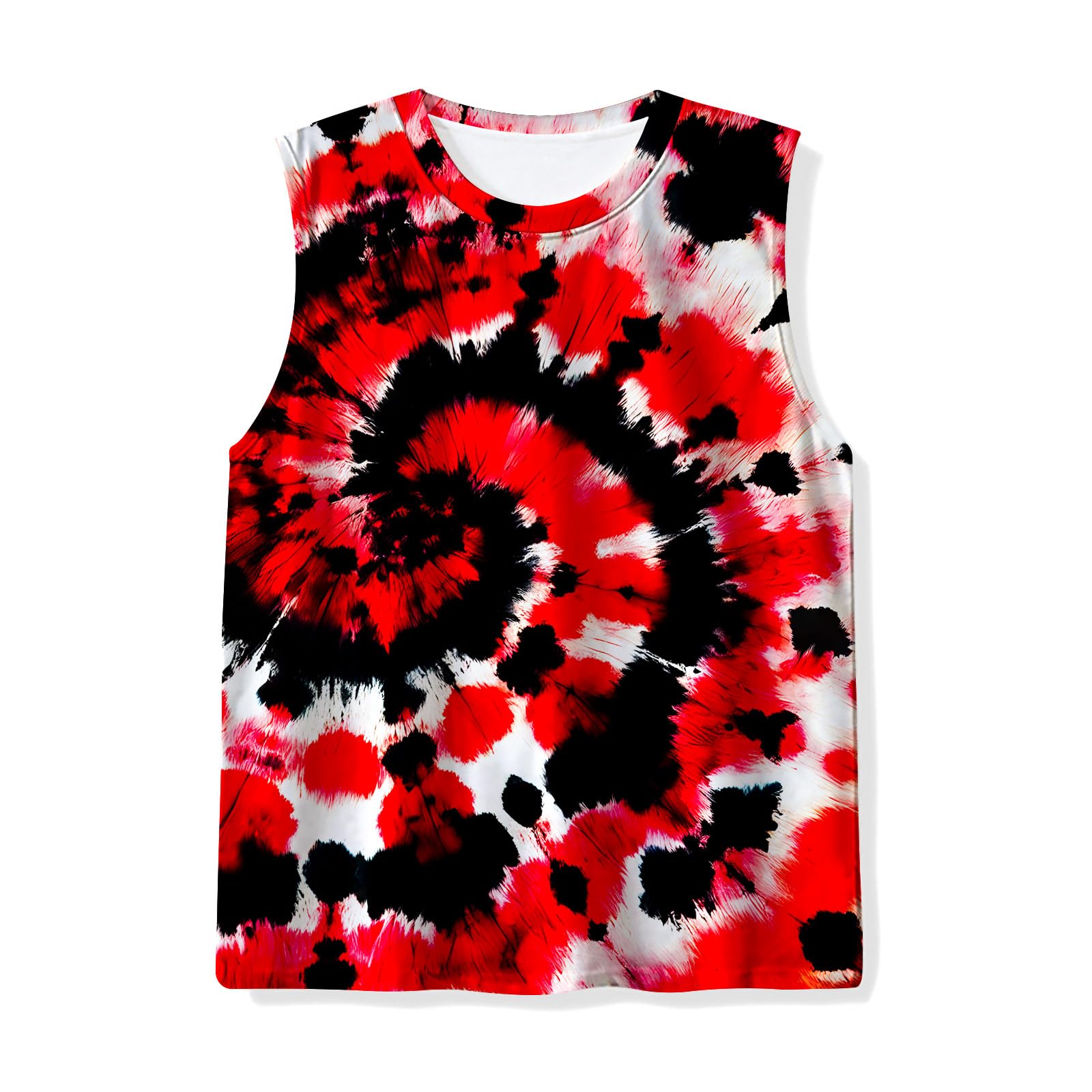 Kids Tie Dye Tank Tops Childrens Sleeveless T Shirts Hippies Tees for 5-14 Years Boys Girls