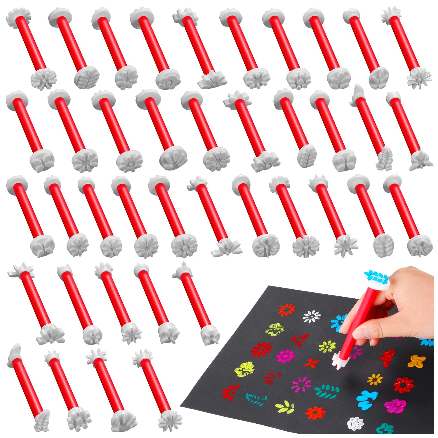 Flower Dotting Tools for Painting. 40 Petal Shapes Mandala Dotting Tool, DIY Embosssing Tools for Dot Painting Shape A+B-image-22