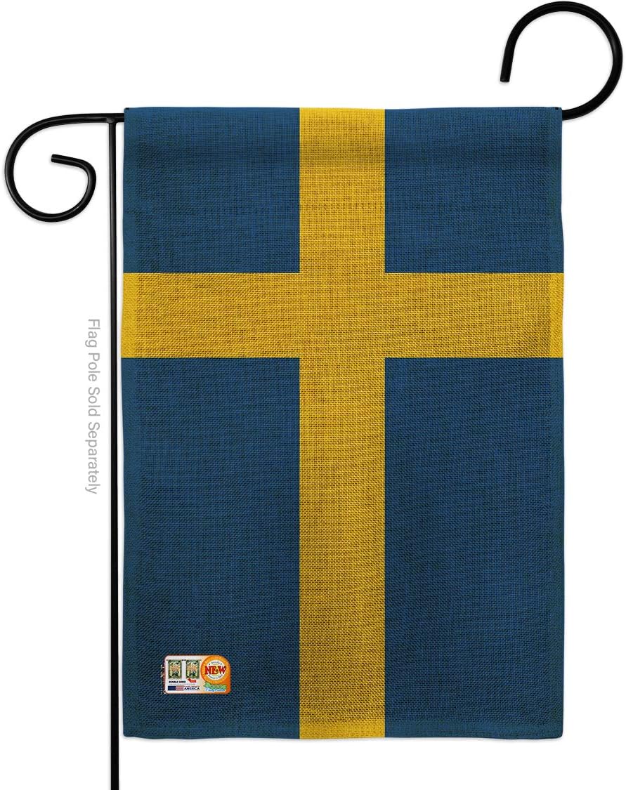 Sweden Burlap Garden Flag Nationality Nation International World Country Particular Area Small Decorative Gift Yard House Banner Double-Sided Made In USA 13 X 18.5