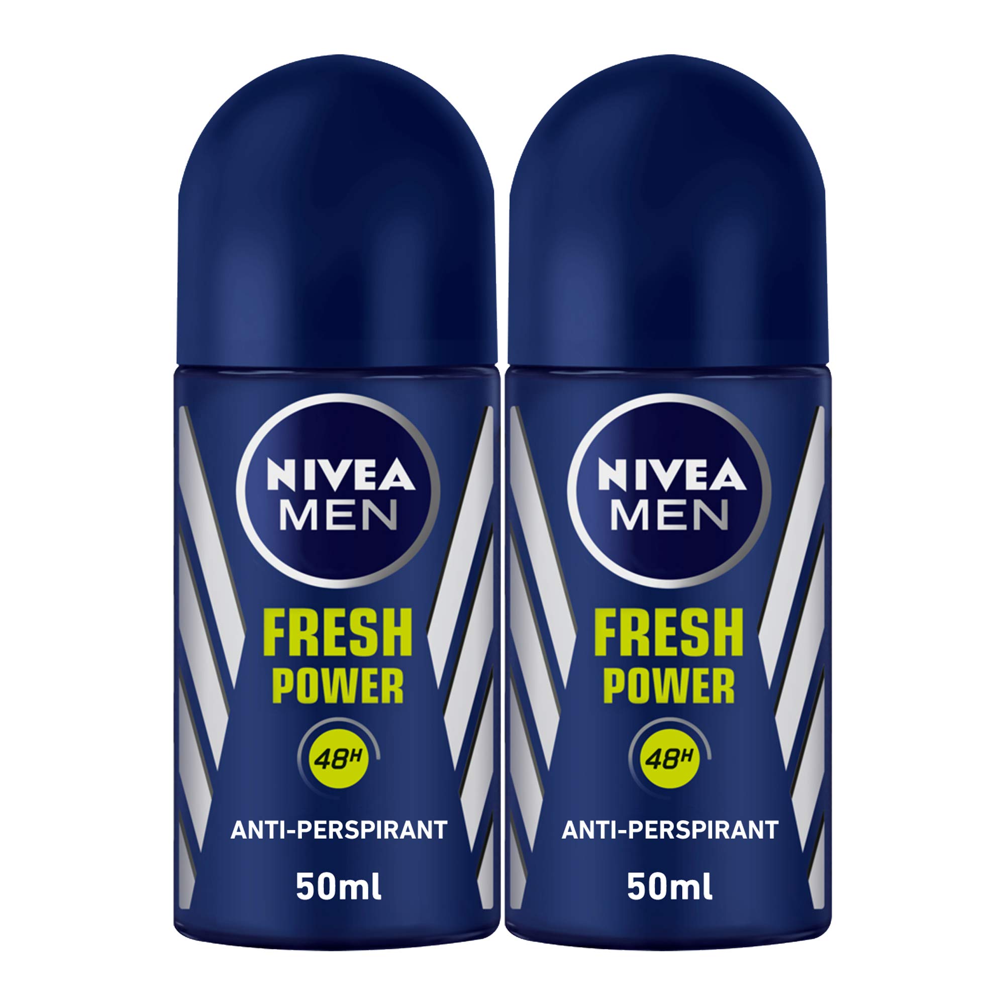 NIVEA MEN Antiperspirant Roll-on for Men, Fresh Power Fresh Scent, 2x50ml