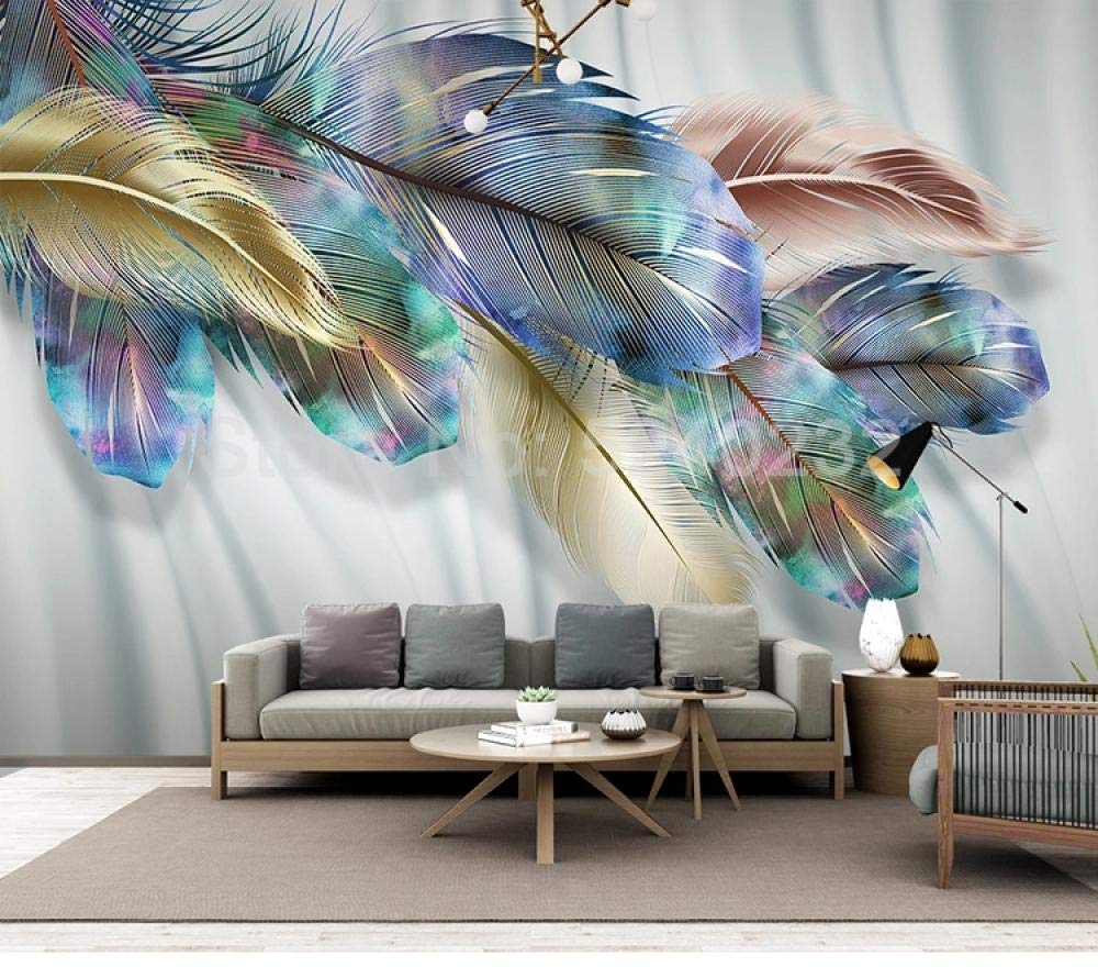 Papier peint 3D plume personnalisé 300x210 cm pour salon et chambre