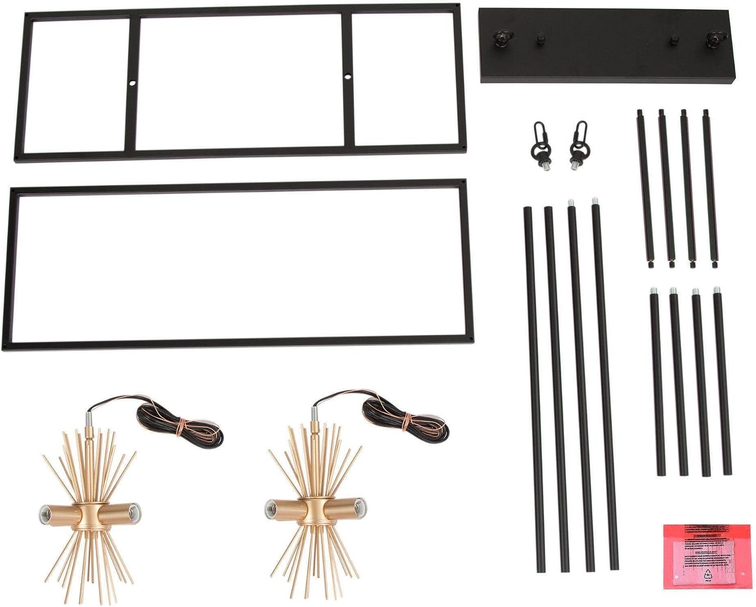 Uolfin Black Gold Chandelier, Modern Farmhouse 8 Light Rectangle Island Light for Kitchen Island, Dining Room and Living Room