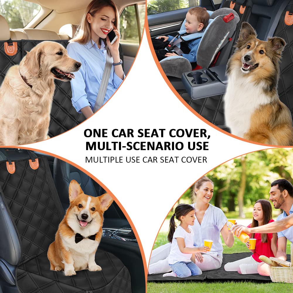 KYG Autoschondecke Hund rutschfest wasserdicht Autoschondecke für Hund und Kinder langlebig Kratzfest Hundedecke Auto Rückbank mit 1 Hundegurt für die meisten Autos SUVs 135x56x45cm