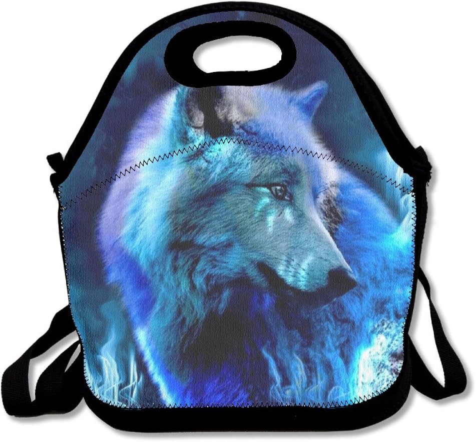 ZDTSQWY Lunch Boxes Blue Light Wolf Lunchbox Food Container Lunch Tote Handbag Cool Fashion Designer Lunch Box For Work, Office, School